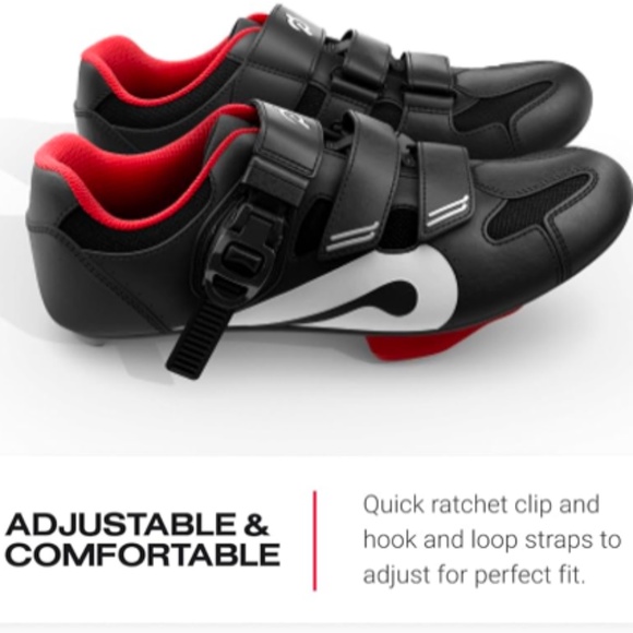 Peloton Cycling Bike Shoes with Cleats Bike  Woman's Size 8 Men’s 6 Red Black - Picture 12 of 14